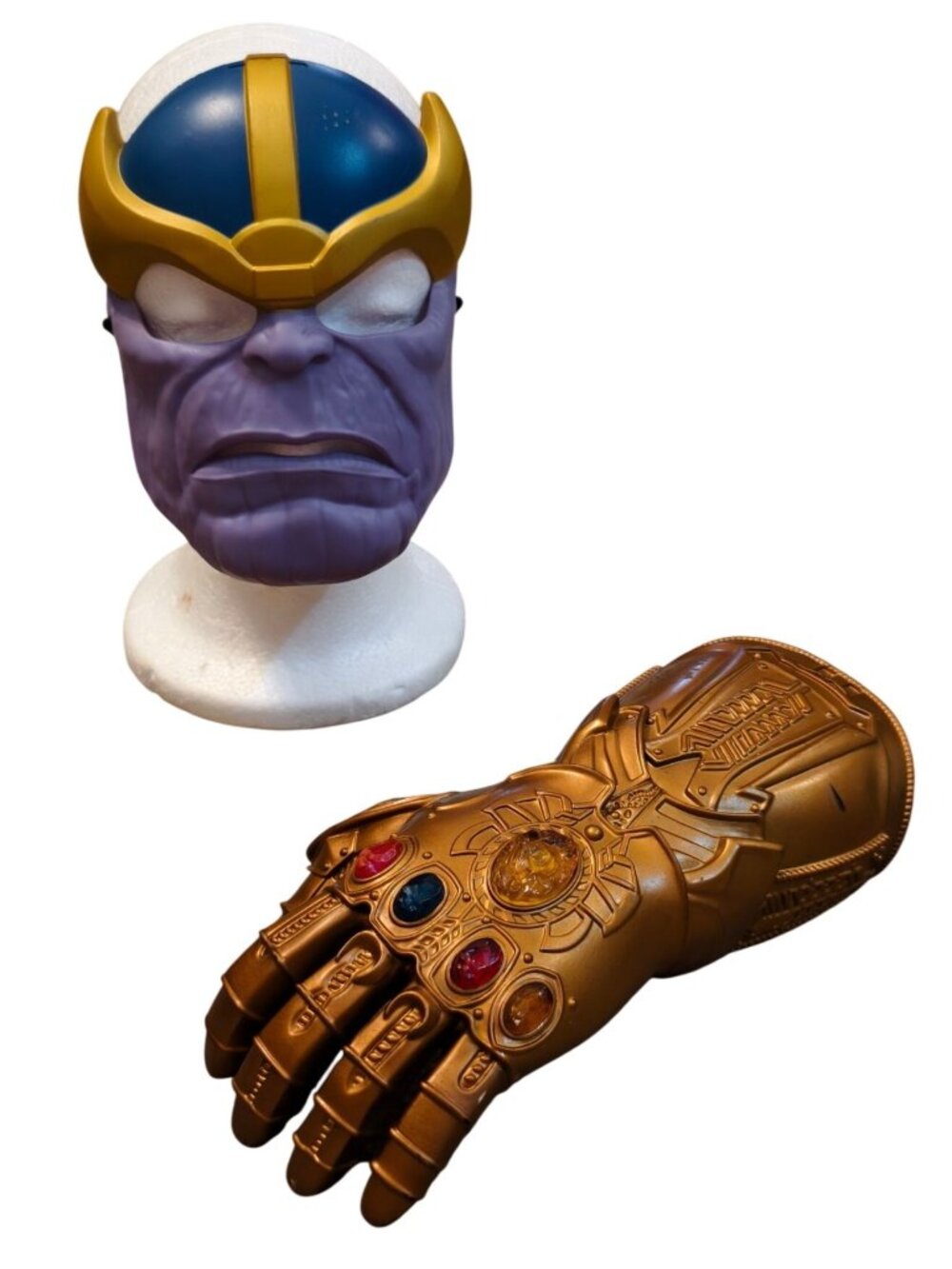 Thanos Infinity Gauntlet Stones Mask Set Gold Purple Marvel Costume Accessories